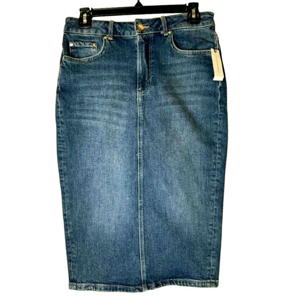 NWT Anthropologie x Pilcro Denim Pencil Skirt $130 Size 6 Blue Midi - Picture 5 of 7